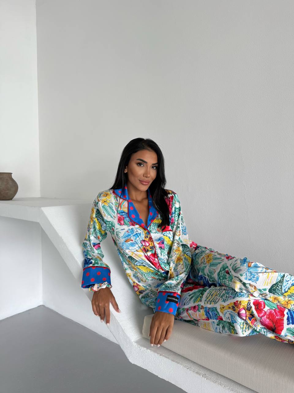 Luxury Floral Satin Pyjama Set for Women – Armani Satin Nightwear