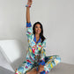 Luxury Floral Satin Pyjama Set for Women – Armani Satin Nightwear