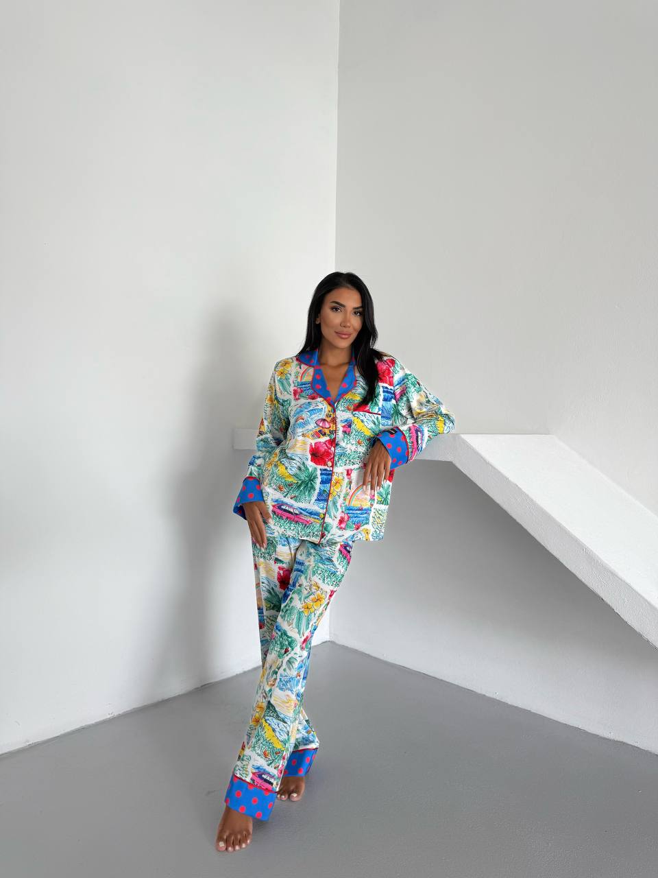 Luxury Floral Satin Pyjama Set for Women – Armani Satin Nightwear