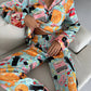 Playful Art Print Satin Pyjama Set for Women – Luxury Armani Satin Nightwear