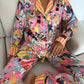 Playful Cat Print Satin Pyjama Set for Women – Luxury Armani Satin Nightwear