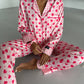 Heart Print Satin Pyjama Set for Women – Luxury Armani Satin Nightwear